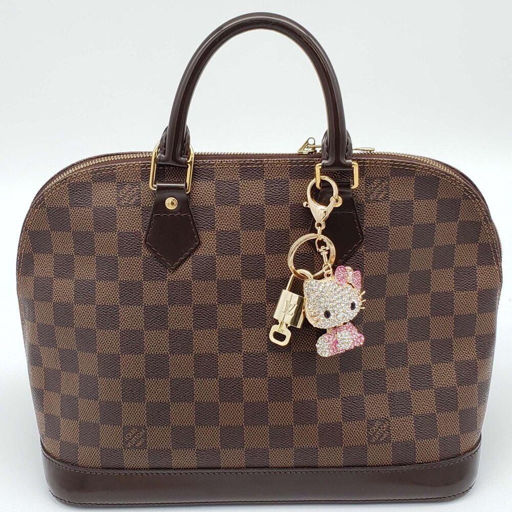 LV Authentic Gold Padlock 🔒 Key Set w/ Unbranded Hello Kitty Keychain Charm